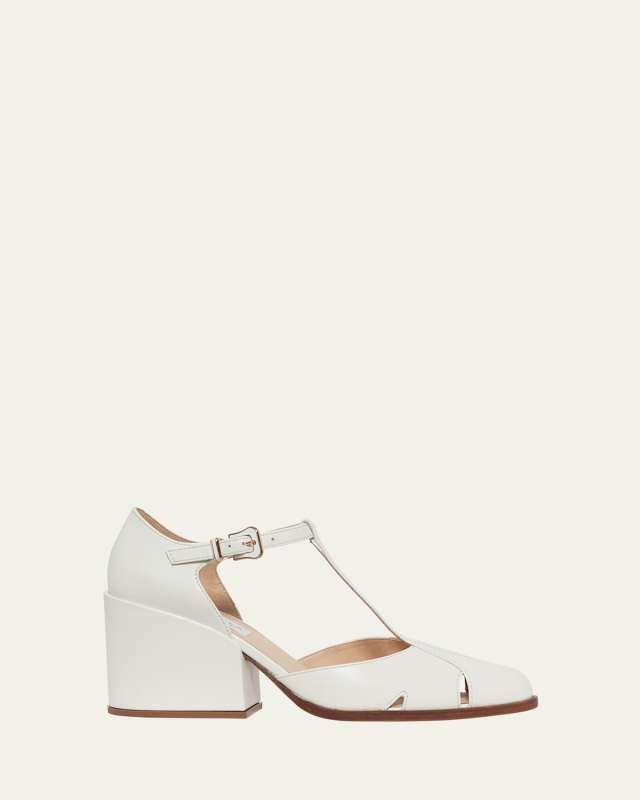 Evita Leather T-Strap Pumps